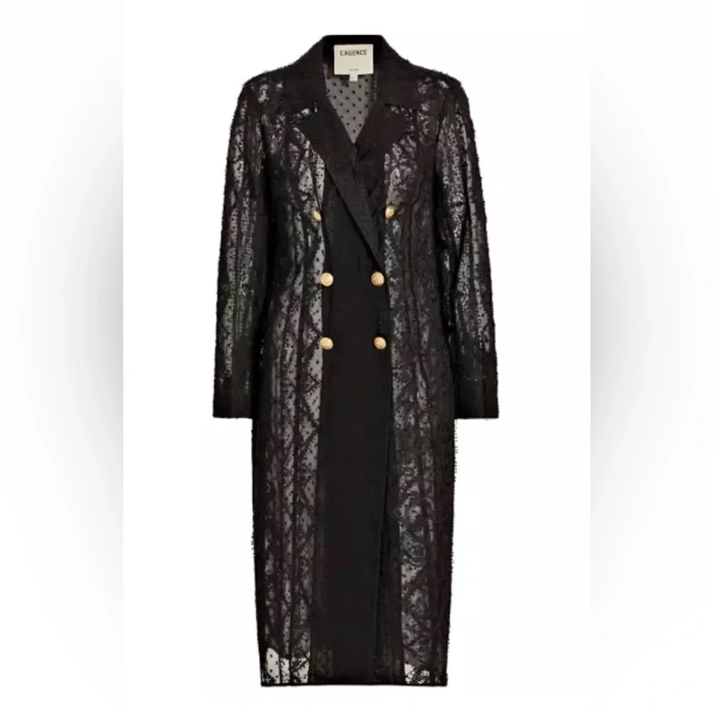 NWT L'Agence Dottie Lace Trench Duster Summer Topper Coat in Black sz M
$995 - Picture 6 of 7